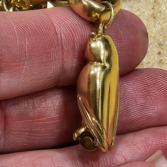 RARE VINTAGE MONICA RICH KOSANN WISDOM OWL TSAVORITE 18k GOLD CHARM PENDANT - Picture 6 of 10